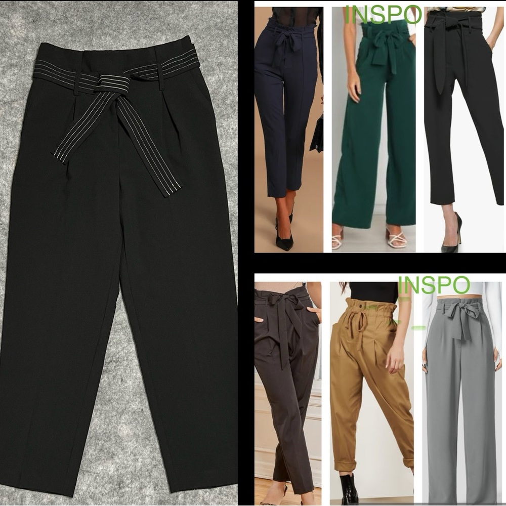 TOPSHOP Paper Bag Super High Waist Dress Pants Womens 6 Black Career Tapered Leg